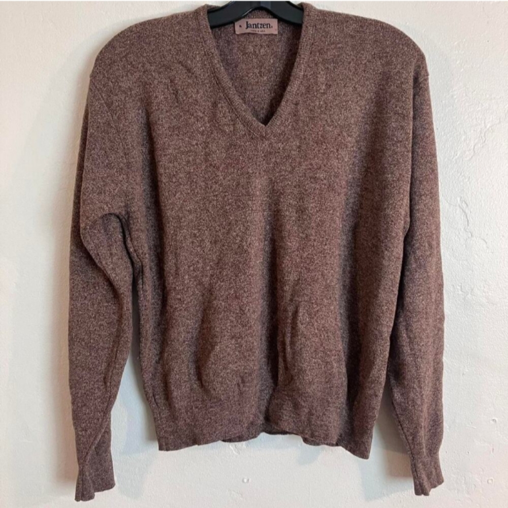 Brown Long Sleeve V-Neck Sweater